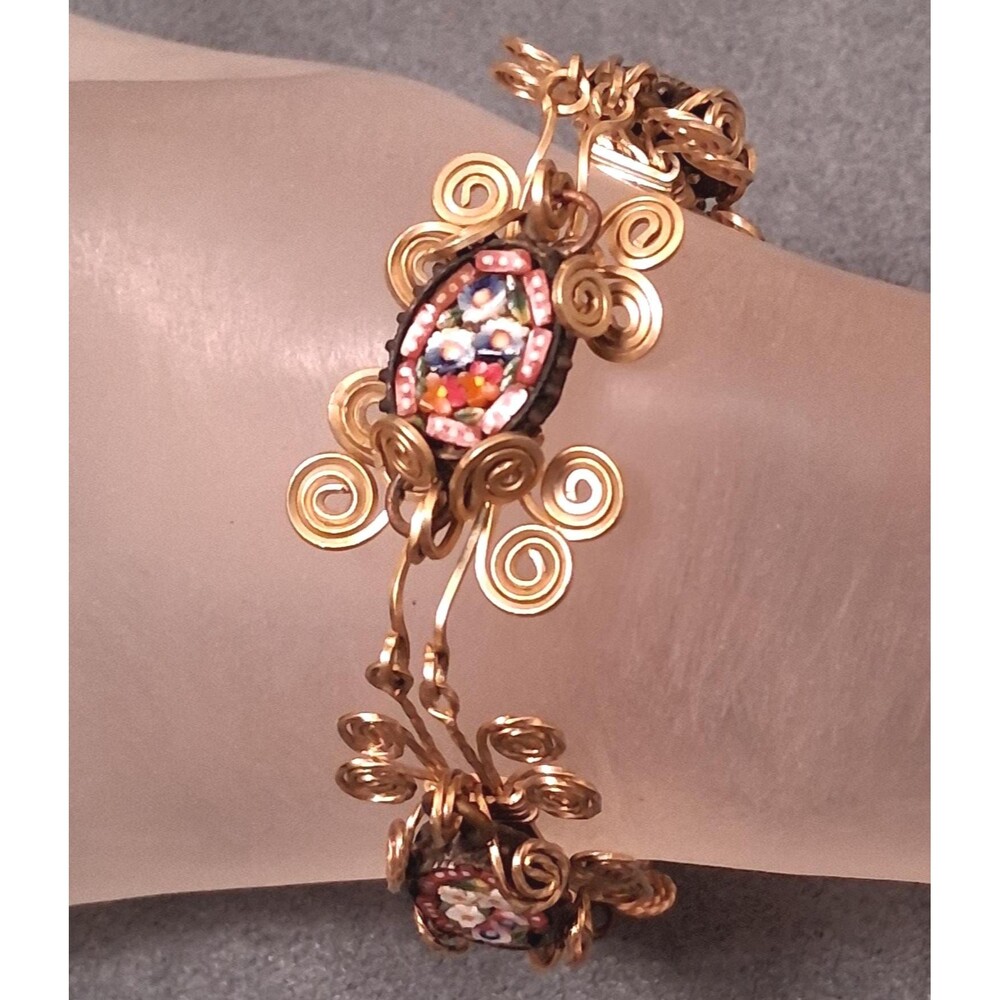 Vintage Mosaic Bracelet Filigree Wirework
